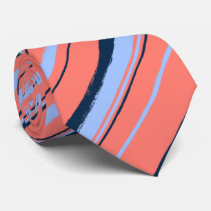Painterly Striped Coral Two-Sided Wedding Stropdas