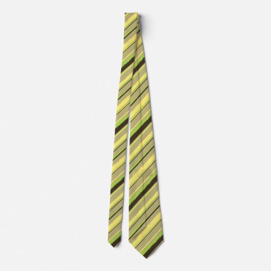 Painterly Striped Khaki, Yellow & Limoen Two-Sided Stropdas (Achterkant)