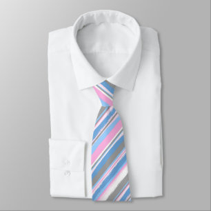Painterly Striped Pink & Blue Two-Sided Wedding Stropdas