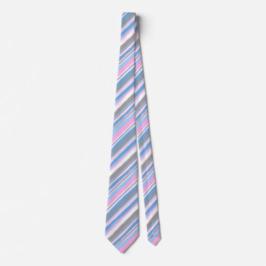 Painterly Striped Pink & Blue Two-Sided Wedding Stropdas (Voorkant)