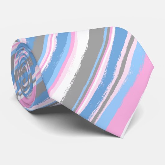 Painterly Striped Pink & Blue Two-Sided Wedding Stropdas (Opgerold)