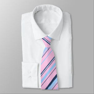 Painterly Striped Pink & Navy Two-Sided Wedding Stropdas