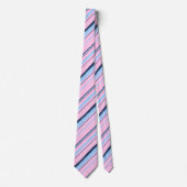 Painterly Striped Pink & Navy Two-Sided Wedding Stropdas (Voorkant)