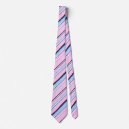 Painterly Striped Pink & Navy Two-Sided Wedding Stropdas