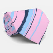 Painterly Striped Pink & Navy Two-Sided Wedding Stropdas (Opgerold)