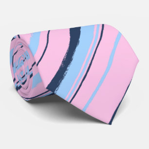 Painterly Striped Pink & Navy Two-Sided Wedding Stropdas