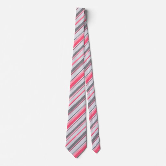 Painterly Striped Salmon Two-Sided Wedding Stropdas (Voorkant)