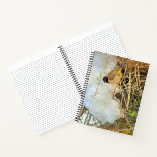 Painterly Style Winter Bird met  tekst Notitieboek
