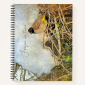Painterly Style Winter Bird With Customizable Text Notitieboek (Voorkant)