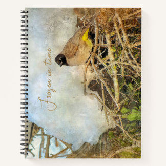 Painterly Style Winter Bird With Customizable Text Notitieboek