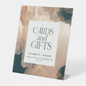 Painterly terracotta blauwgroen trouwkaarten en ge reclamebord met voetstuk (Voorkant)