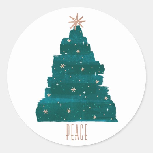 Painterly Tree Holiday Sticker (Voorkant)