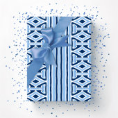 Painterly Trellis Stripe in Blue Indigo Cadeaupapier