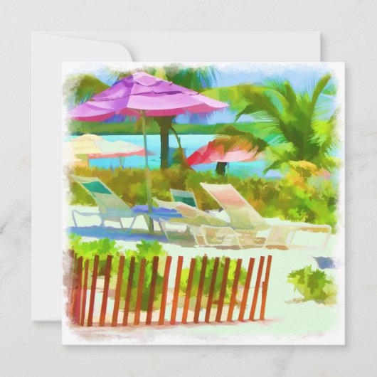 Painterly Tropical Bahama Islands Beach Patroon Kaart (Voorkant)