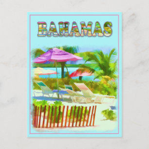 Painterly Tropical Bahama Islands Beach Scene Briefkaart