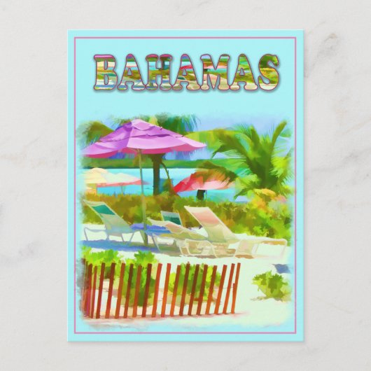 Painterly Tropical Bahama Islands Beach Scene Briefkaart (Voorkant)