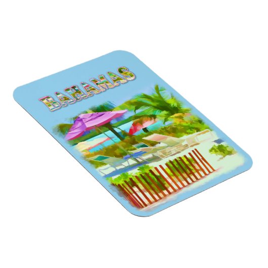Painterly Tropical Bahama Islands Beach Scene Magneet (Rechterzijde)