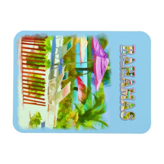 Painterly Tropical Bahama Islands Beach Scene Magneet (Horizontaal)