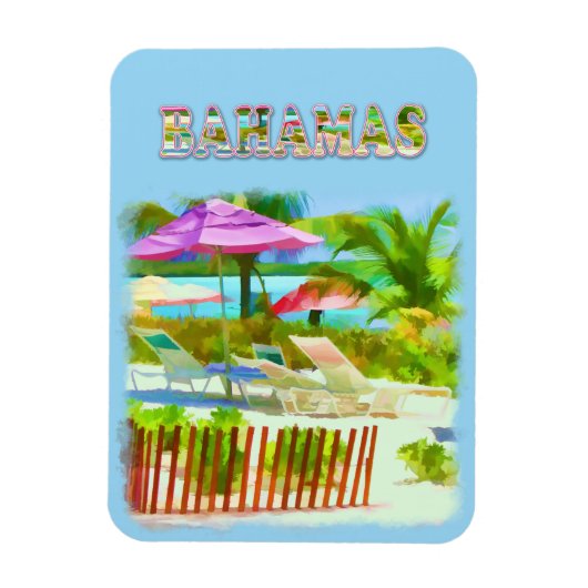 Painterly Tropical Bahama Islands Beach Scene Magneet (Verticaal)