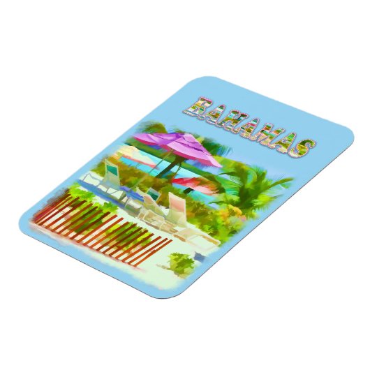 Painterly Tropical Bahama Islands Beach Scene Magneet (Linkerzijde)