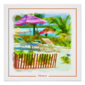 Painterly Tropical Bahama Islands Beach Scene Poster (Voorkant)