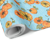 Painterly Waterverf Herfst Pompoenen Sinaasappel/B Cadeaupapier (Rol Hoek)