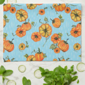 Painterly Waterverf Herfst Pompoenen Sinaasappel/B Theedoek (Gevouwen)