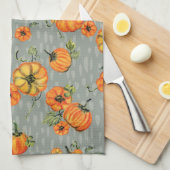 Painterly Waterverf Herfst Pompoenen Sinaasappel/G Theedoek (Quarter Fold)