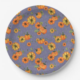 Painterly Waterverf Herfst Pompoenen Sinaasappel/P Papieren Bordje