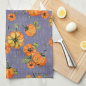 Painterly Waterverf Herfst Pompoenen Sinaasappel/P Theedoek (Quarter Fold)