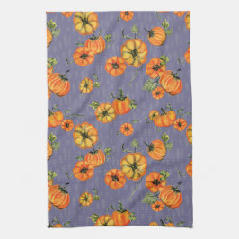 Painterly Waterverf Herfst Pompoenen Sinaasappel/P Theedoek