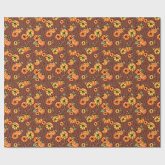 Painterly Waterverf Herfst Pompoenen Sinaasappel/R Cadeaupapier (Vlak)