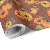 Painterly Waterverf Herfst Pompoenen Sinaasappel/R Cadeaupapier (Rol Hoek)