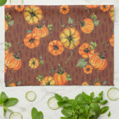 Painterly Waterverf Herfst Pompoenen Sinaasappel/R Theedoek (Gevouwen)