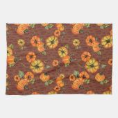 Painterly Waterverf Herfst Pompoenen Sinaasappel/R Theedoek (Horizontaal)