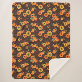 Painterly Waterverf Herfst Pompoenen Sinaasappel/Z Sherpa Deken