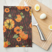 Painterly Waterverf Herfst Pompoenen Sinaasappel/Z Theedoek (Quarter Fold)