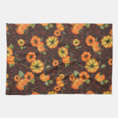 Painterly Waterverf Herfst Pompoenen Sinaasappel/Z Theedoek (Horizontaal)