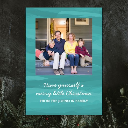 Painterly Waterverf Holiday-fotokaart | BLAUWGROEN Feestdagenkaart