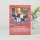 Painterly Waterverf Holiday-fotokaart | Rood Feestdagenkaart (Staand voorkant)
