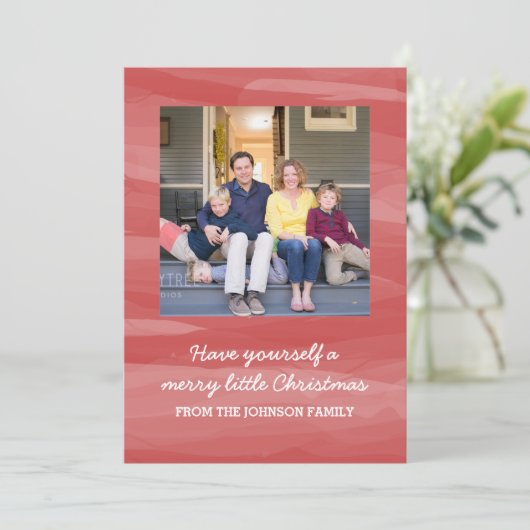 Painterly Waterverf Holiday-fotokaart | Rood Feestdagenkaart (Staand voorkant)