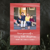Painterly Waterverf Holiday-fotokaart | Rood Feestdagenkaart