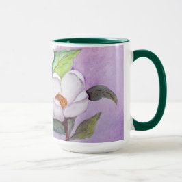 Painterly White Southern Magnolias op Lavender Mok