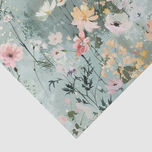 Painterly Wildflowers Pattern in Soft Shades Tissuepapier (Detail)