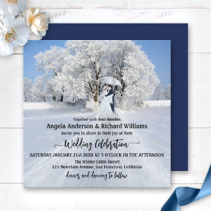 Painterly Winter Wonderland Wedding Invitation Kaart