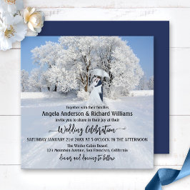 Painterly Winter Wonderland Wedding Invitation Kaart