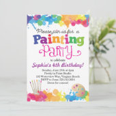 Painting Art Party Kleurrijke Spletters Uitnodigin Kaart (Staand voorkant)