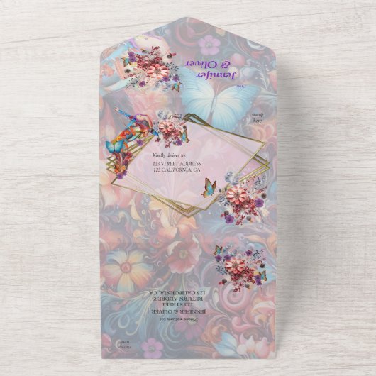 Painting Fantasy Flowers die natuur uitdrukken All In One Uitnodiging (Buitenkant)