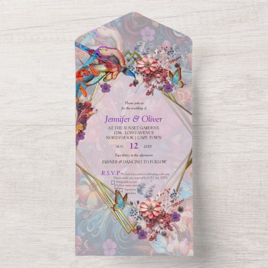 Painting Fantasy Flowers die natuur uitdrukken All In One Uitnodiging (Binnen)