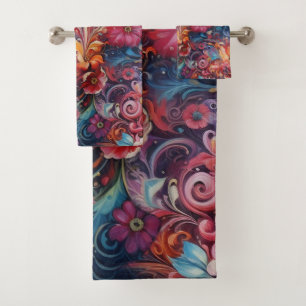 Painting Fantasy Flowers die natuur uitdrukken Bad Handdoek